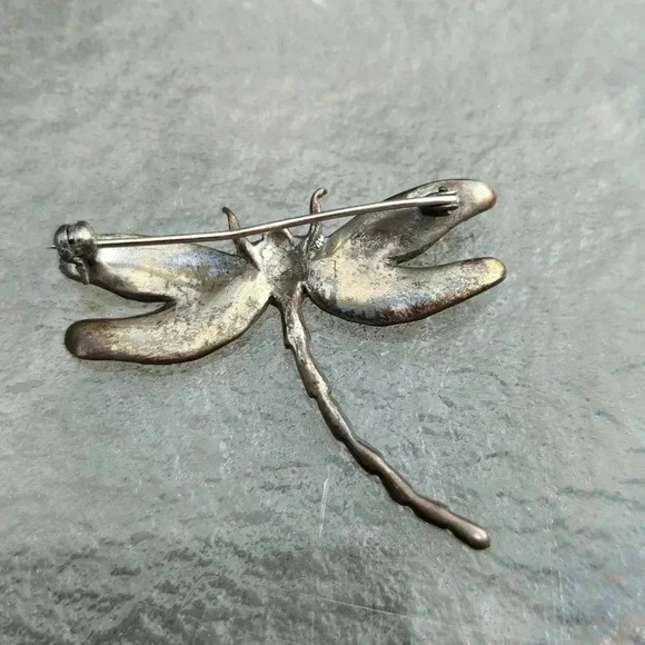 Silver and  Marcasite Dragonfly Pin - Picture 5 of 8